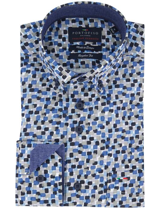 Katoenen geprint Portofino overhemd blauw