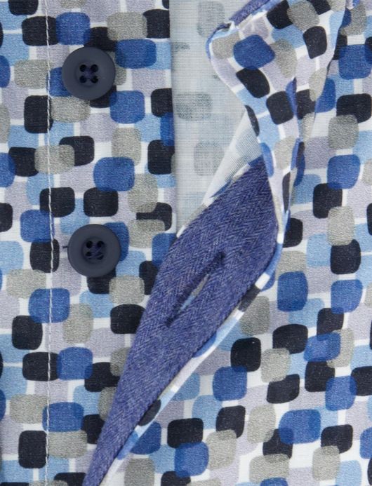 Katoenen geprint Portofino overhemd blauw