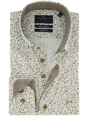 Portofino Normale fit overhemd geprint creme Portofino