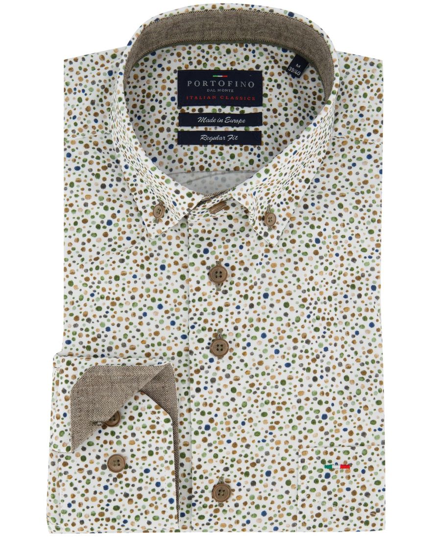 Normale fit overhemd geprint creme Portofino