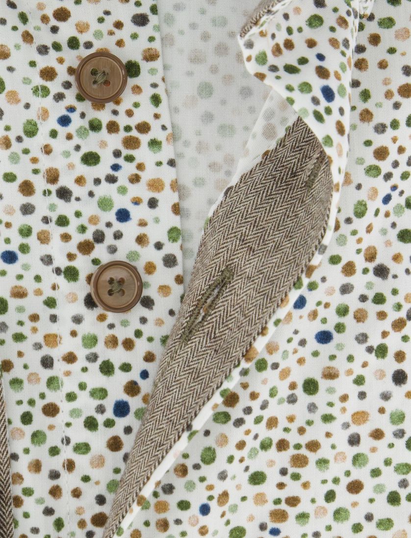 Katoenen geprint creme overhemd katoen