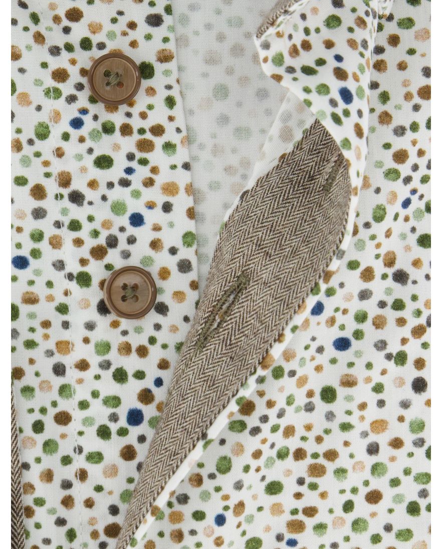 Normale fit overhemd geprint creme Portofino