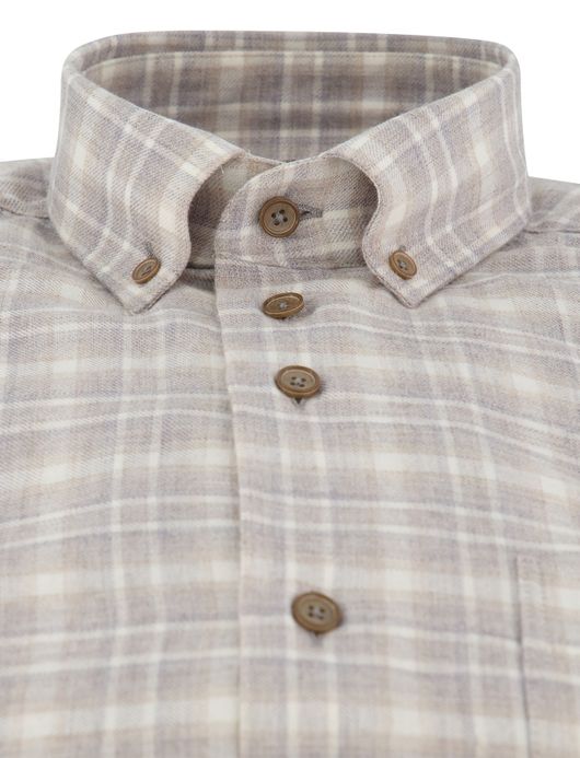 Normale fit overhemd Portofino geruit beige