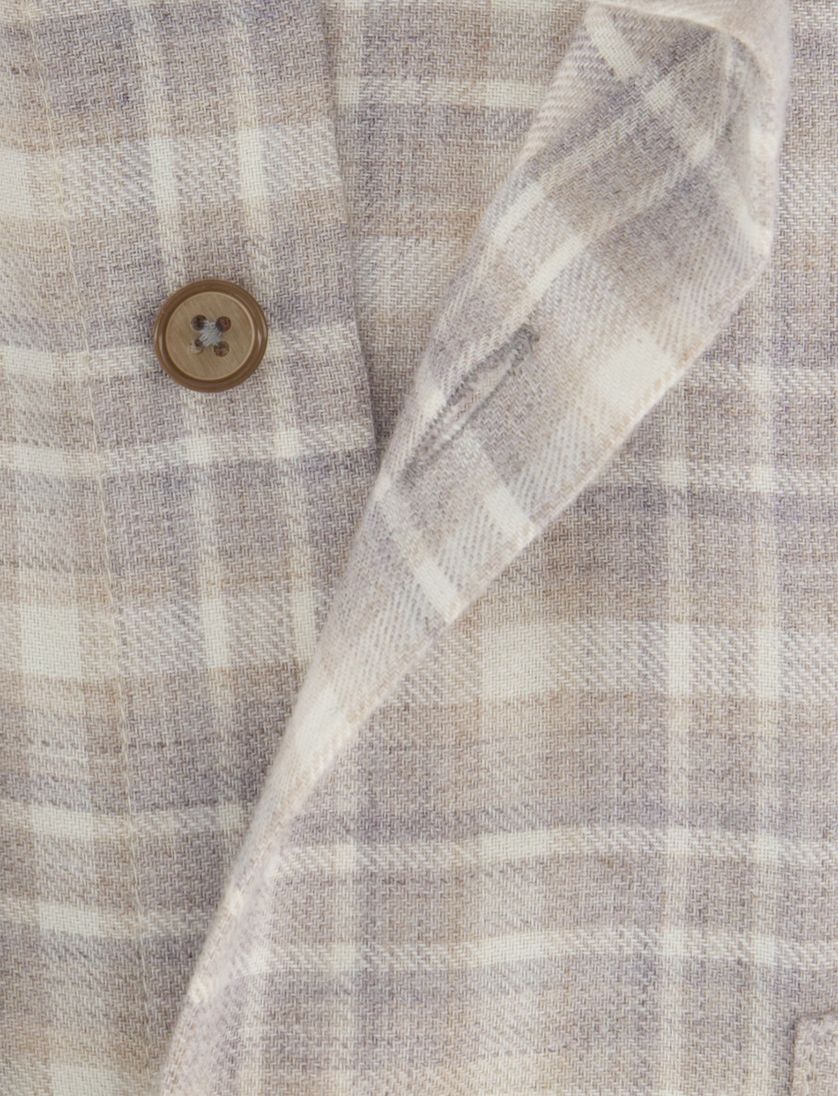 Beige geruit overhemd Portofino normale fit