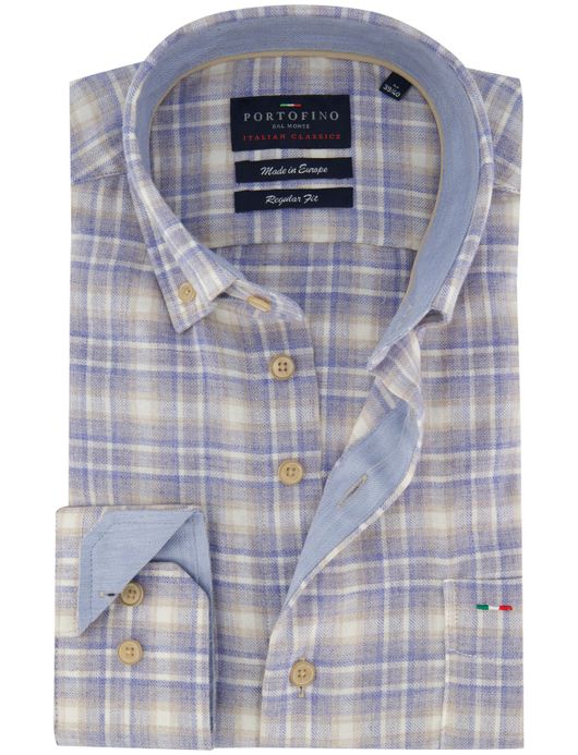 Katoenen geruit overhemd blauw Portofino