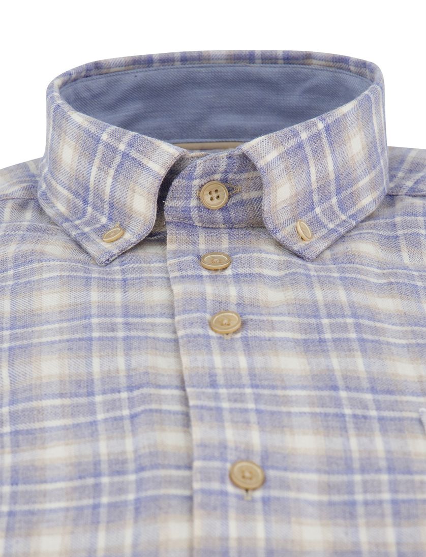 Normale fit overhemd Portofino blauw geruit