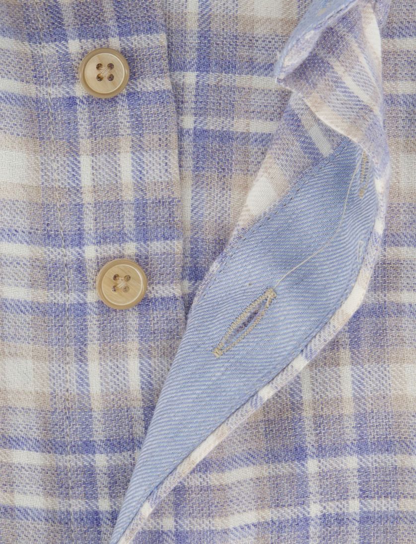 Normale fit overhemd Portofino blauw geruit