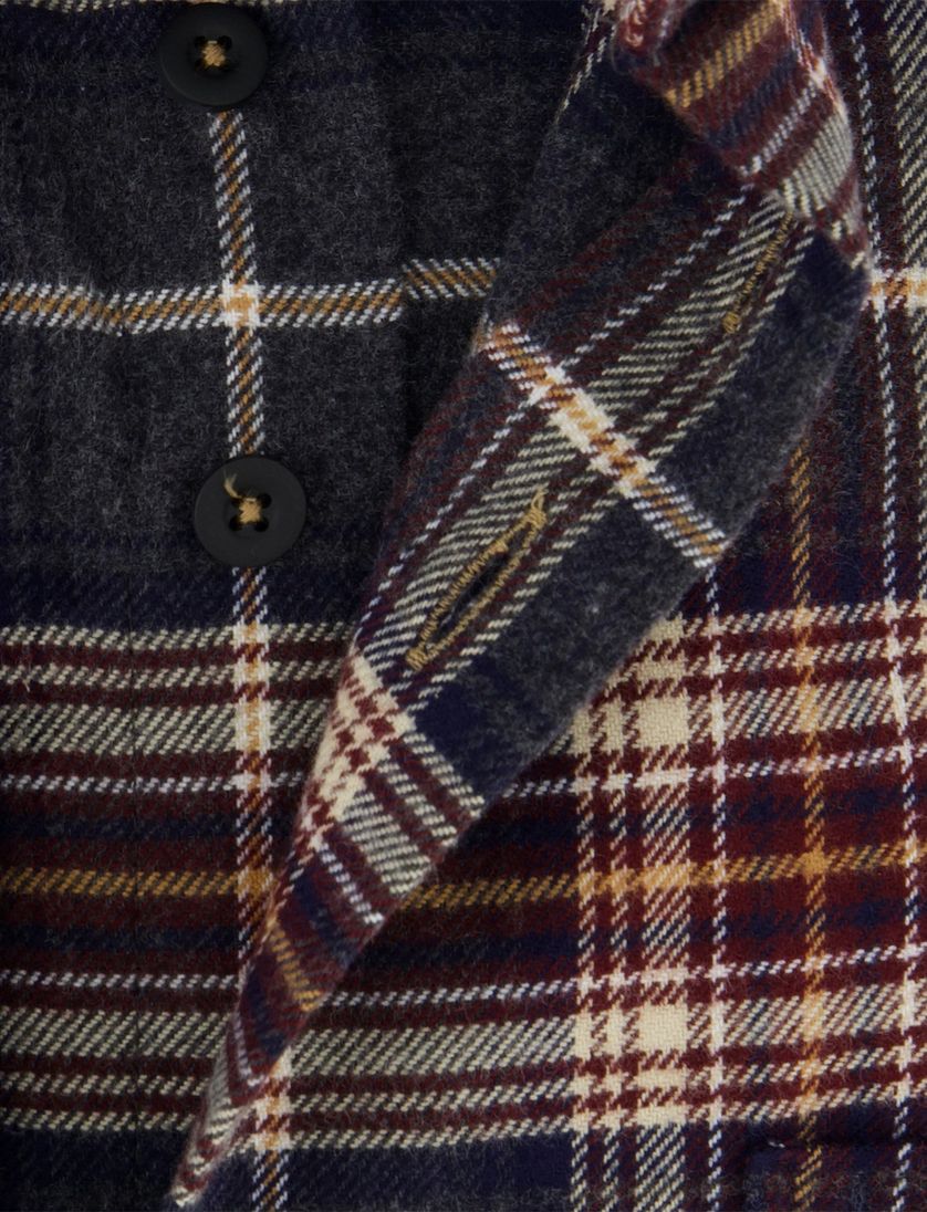 Grijs geruit overhemd flanel Portofino regular fit