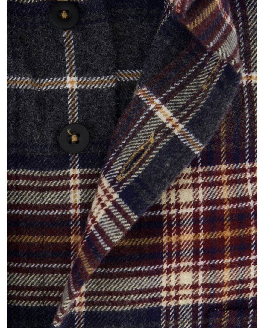 Portofino geruit flanel overhemd regular fit grijs