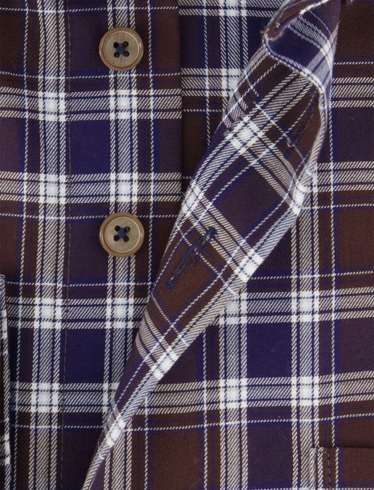 Geruit overhemd Portofino bruin normale fit