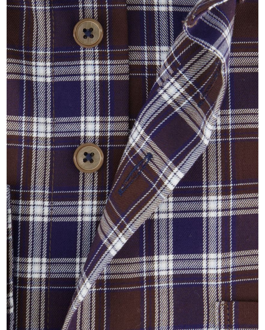 Geruit overhemd Portofino bruin normale fit