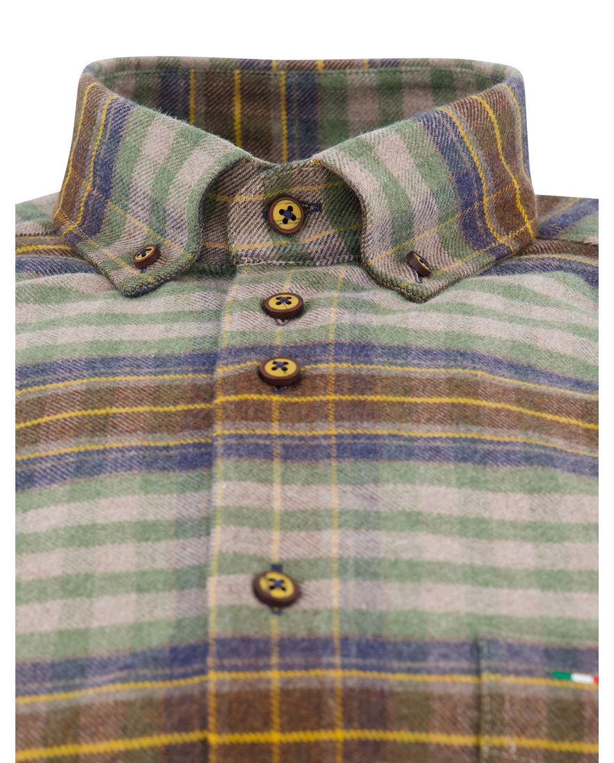 Portofino regular fit casual overhemd bruin flannel