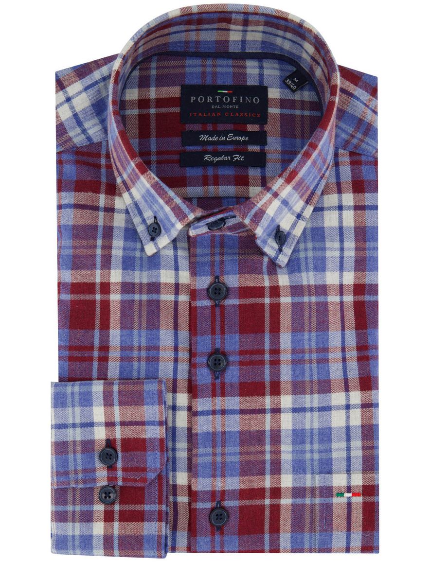 Portofino Regular Fit casual overhemd bordeaux
