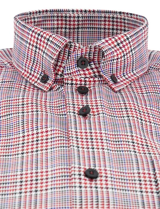 Portofino regular fit overhemd rood geruit katoen
