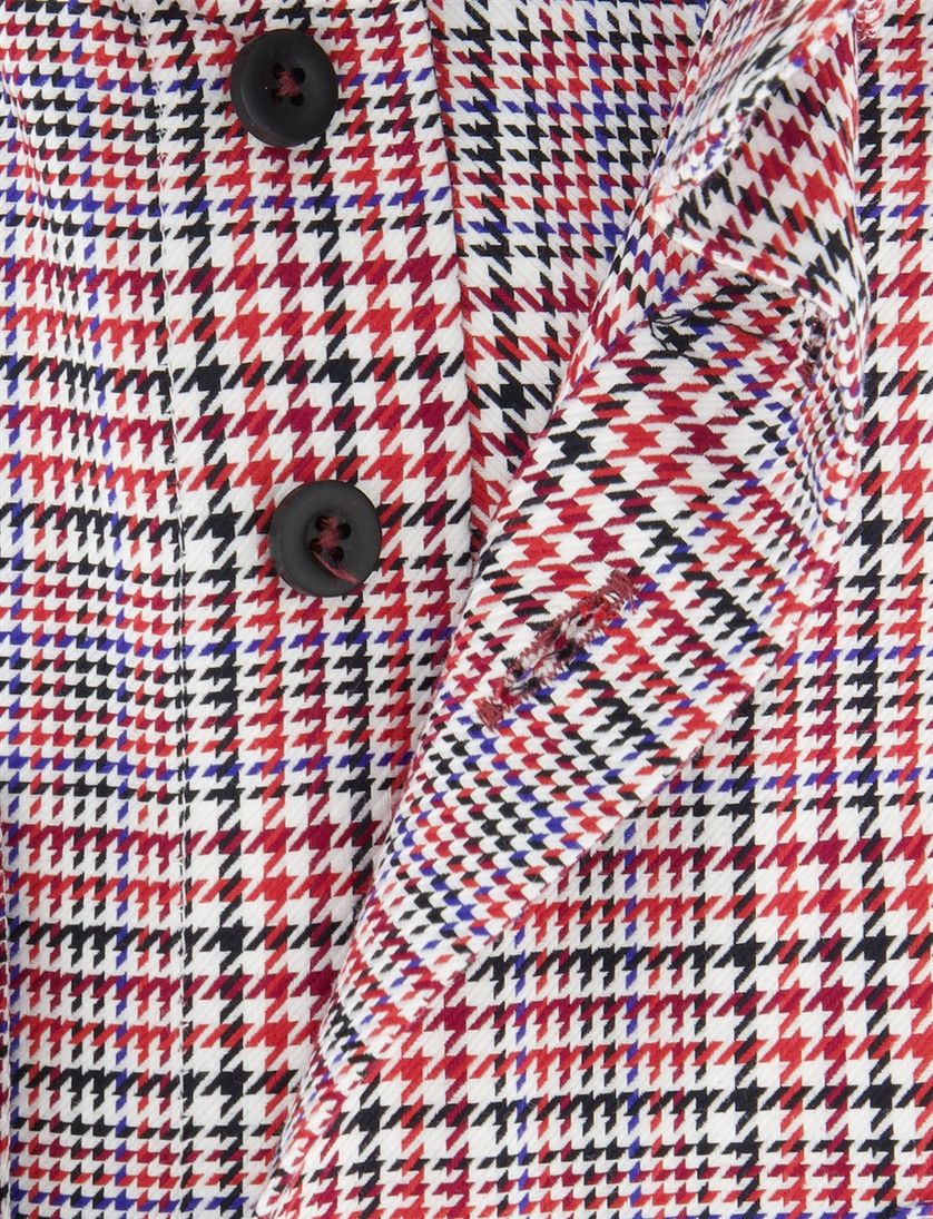 Regular fit Portofino overhemd rood geruit katoen