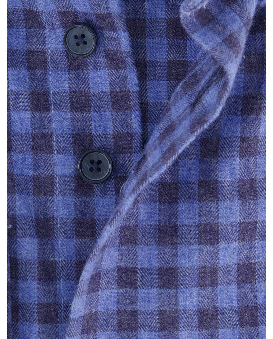 Portofino regular fit casual overhemd blauw flannel