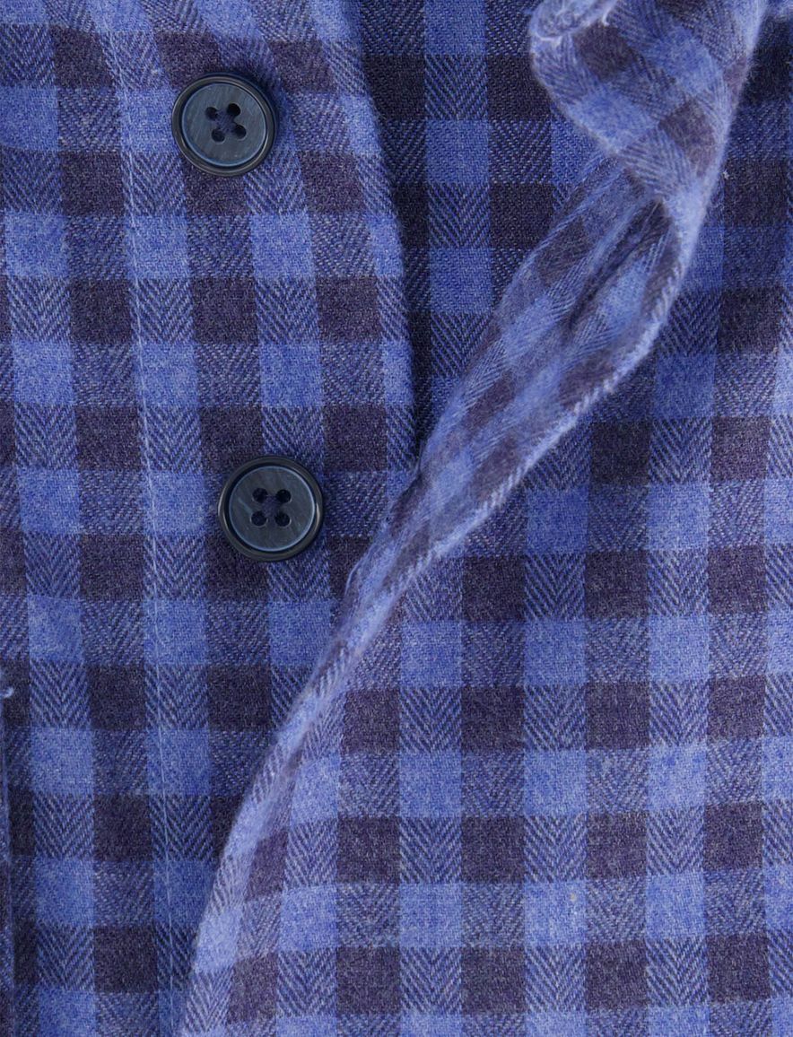 Portofino regular fit casual overhemd blauw flannel