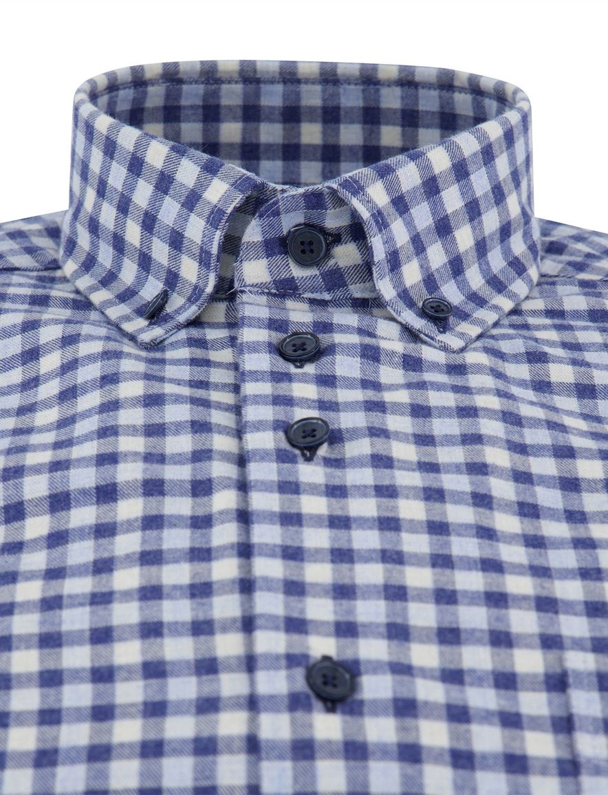 Portofino regular fit casual overhemd blauw geruit