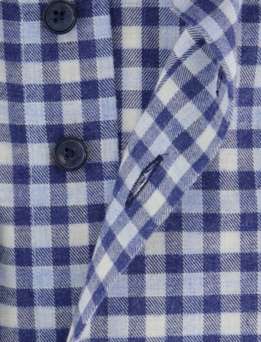 Portofino regular fit casual overhemd blauw geruit