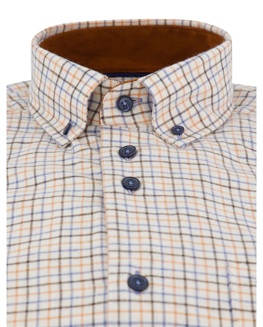 Portofino regular fit casual overhemd oranje geruit