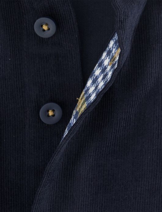 Corduroy Portofino overhemd regular fit donkerblauw