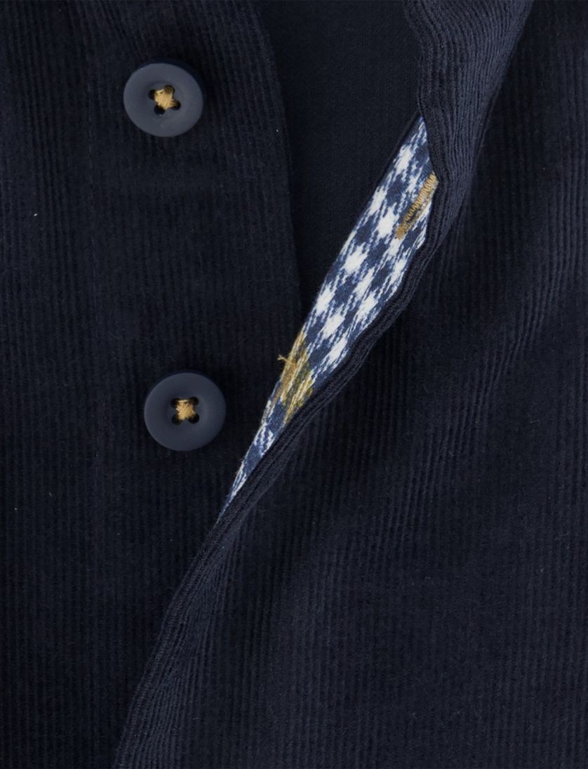 Katoenen regular fit overhemd Portofino corduroy donkerblauw