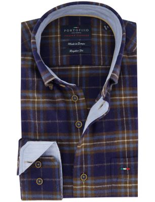 Portofino Normale fit geruit overhemd Portofino donkerblauw