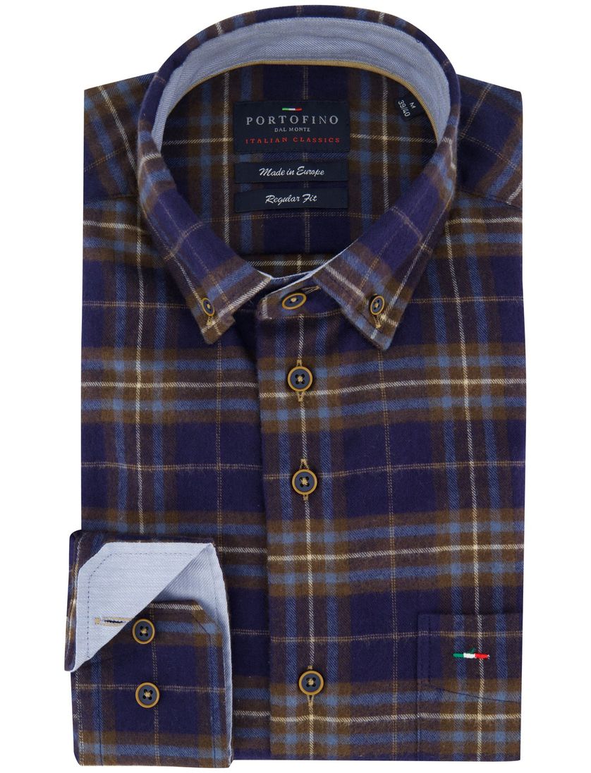 Katoenen geruit overhemd Portofino donkerblauw