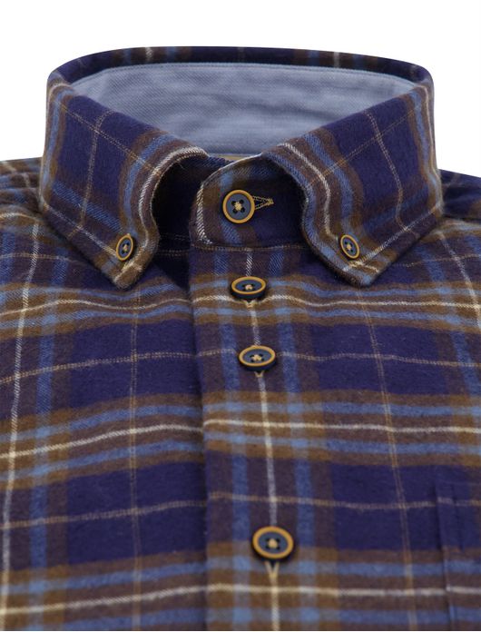 Geruit overhemd Portofino donkerblauw katoen