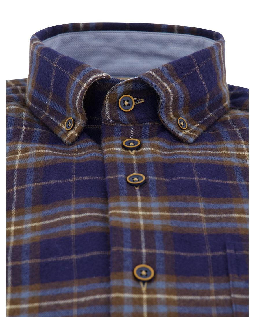 Normale fit geruit overhemd Portofino donkerblauw