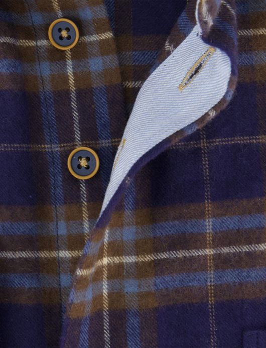 Normale fit geruit overhemd Portofino donkerblauw