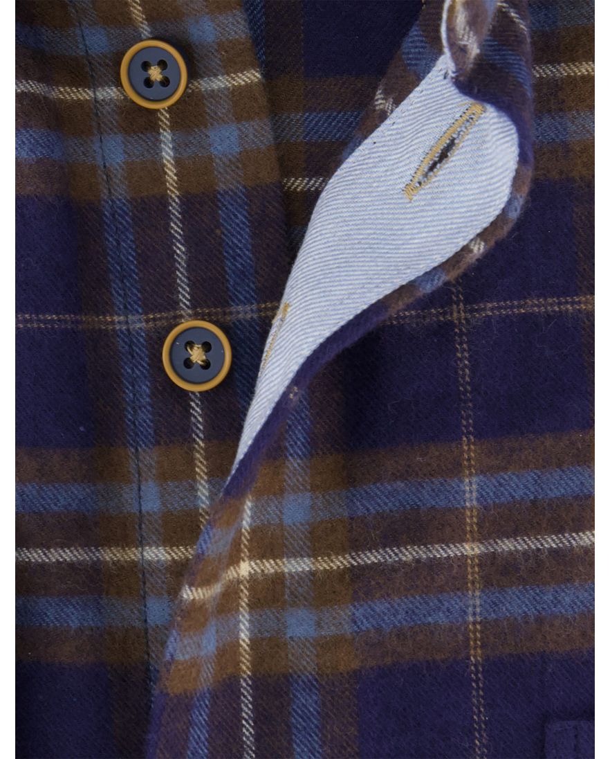 Normale fit geruit overhemd Portofino donkerblauw