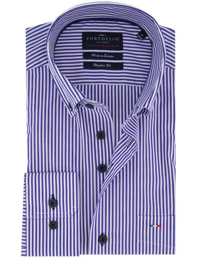 Portofino Portofino regular fit overhemd blauw gestreept
