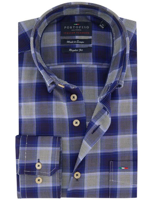 Geruit overhemd Portofino blauw katoen