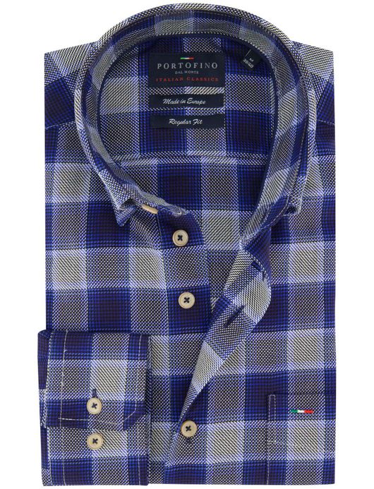 Normale fit geruit overhemd Portofino blauw