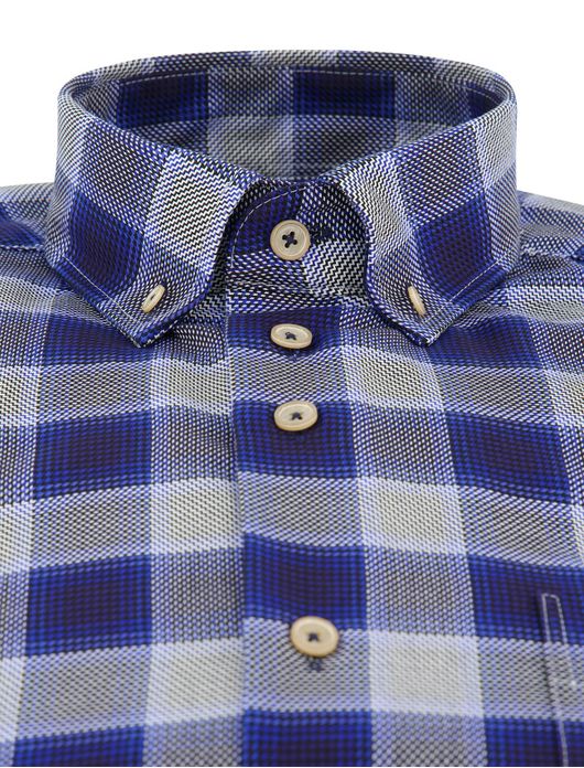 Geruit overhemd Portofino blauw katoen