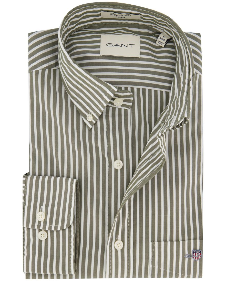 Gant Regular Fit casual overhemd groen gestreept