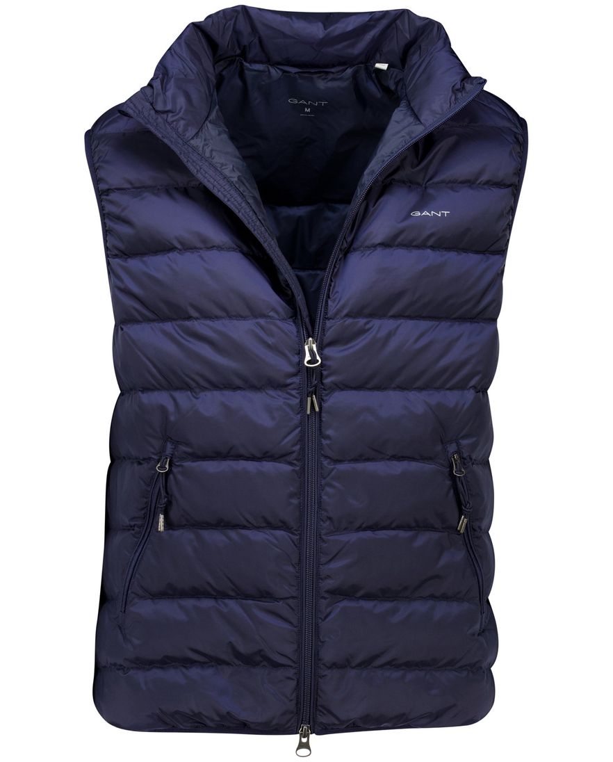 Gant bodywarmer donkerblauw effen normale fit