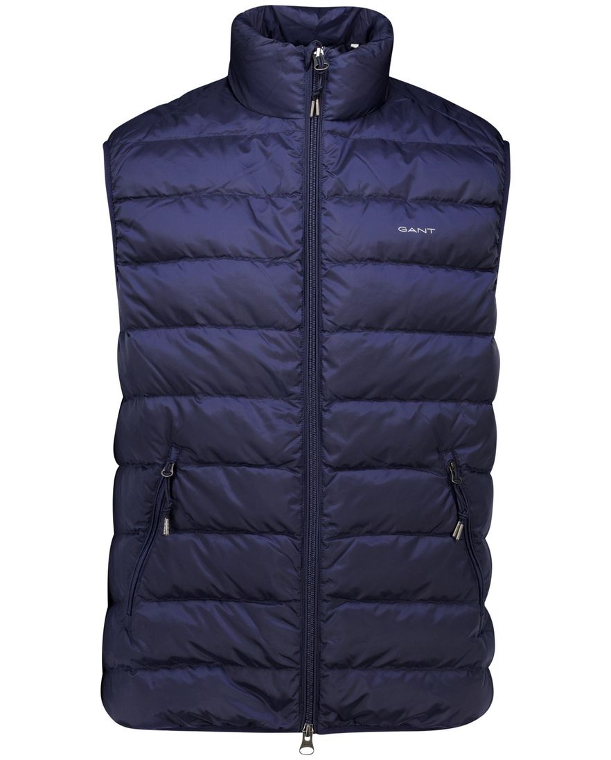 Gant bodywarmer donkerblauw effen normale fit
