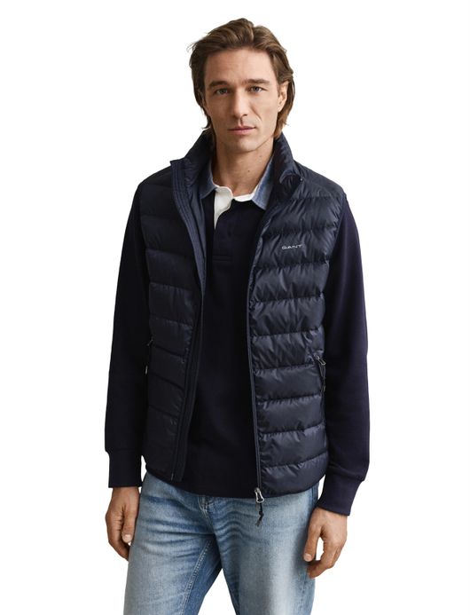 Gant bodywarmer donkerblauw effen normale fit