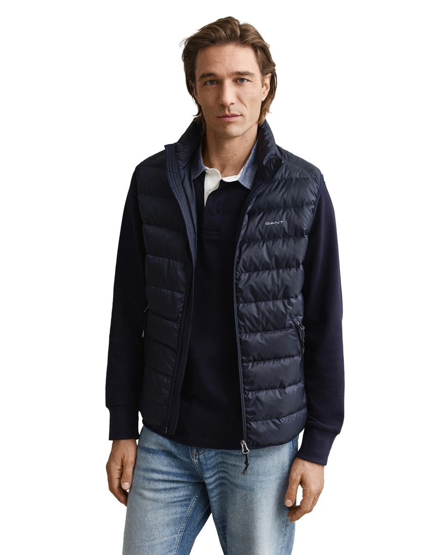 Gant bodywarmer donkerblauw effen normale fit