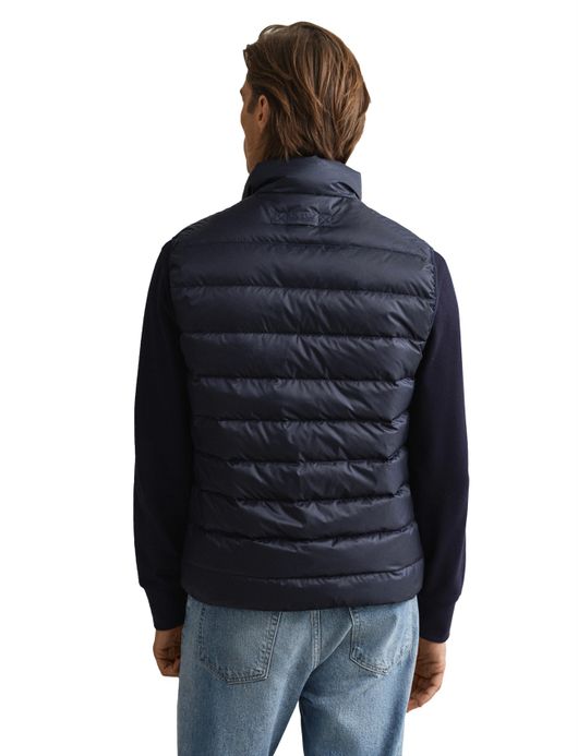 Gant bodywarmer donkerblauw effen normale fit