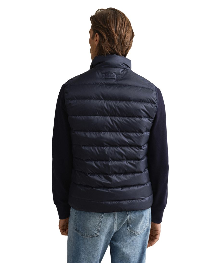 Gant bodywarmer donkerblauw effen normale fit