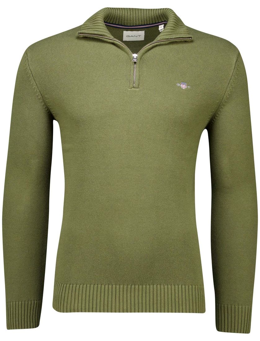 katoenen trui Gant groen effen normale fit