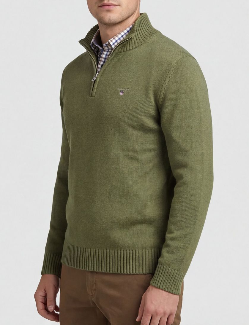 katoenen trui Gant groen effen normale fit