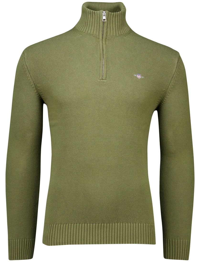 katoenen trui Gant groen effen normale fit