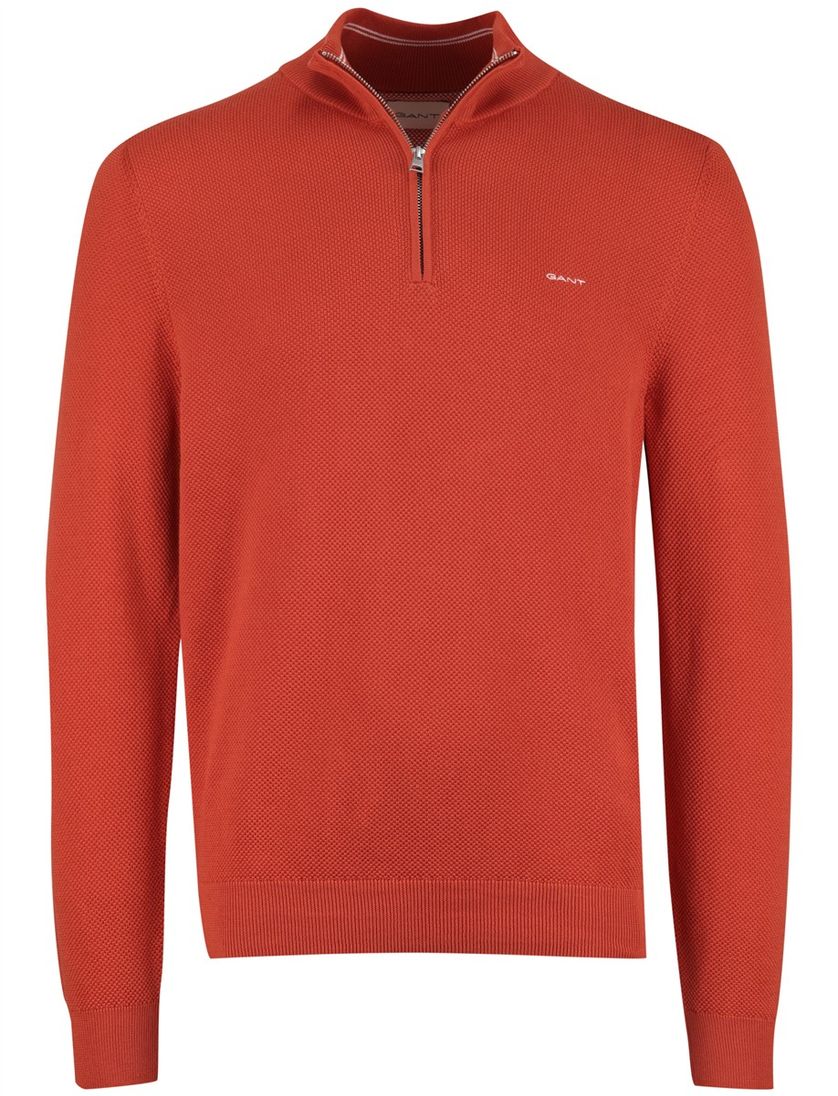 Gant half zip trui 100% katoen oranje