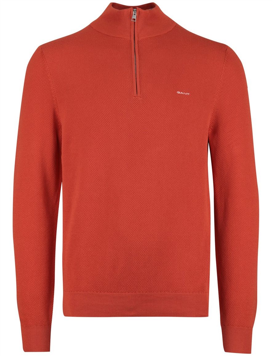 Gant half zip trui katoen oranje effen