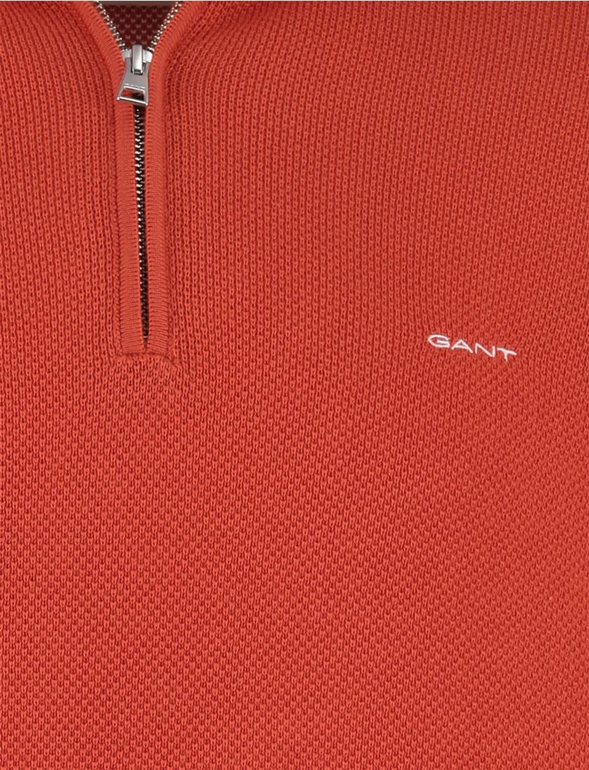 Gant half zip trui 100% katoen oranje
