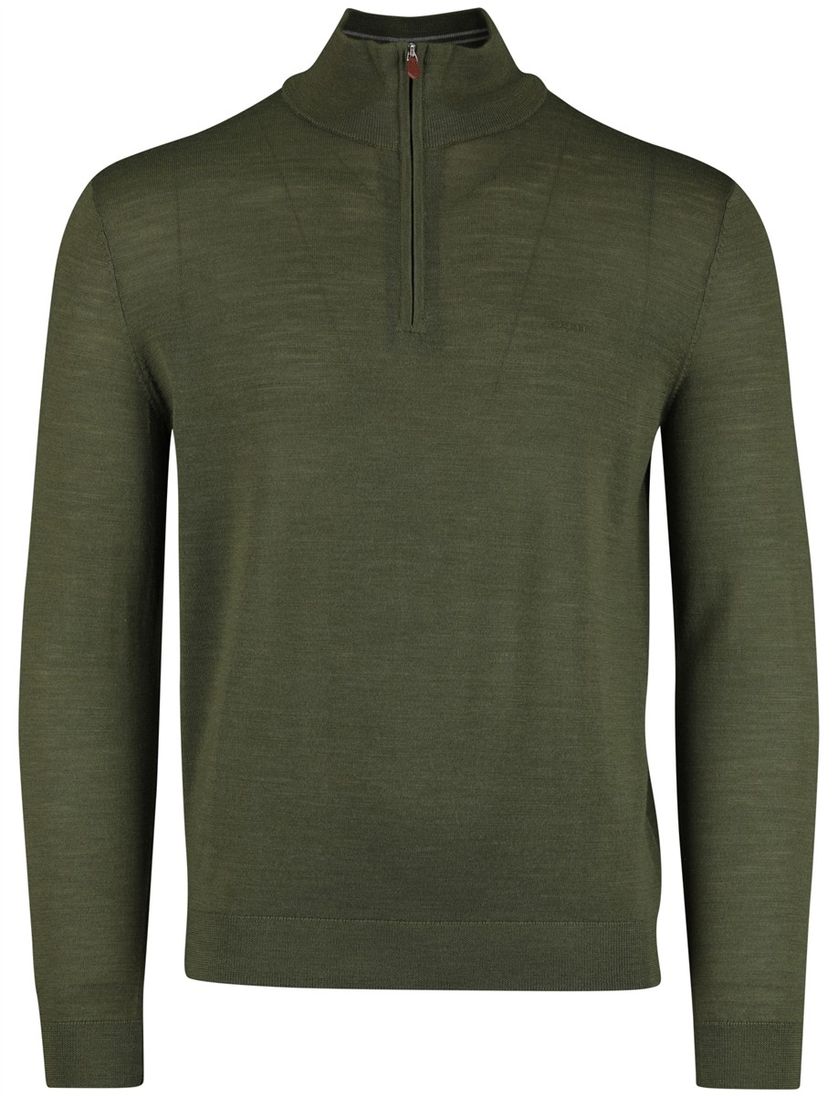 Gant Half Zip trui groen wol effen